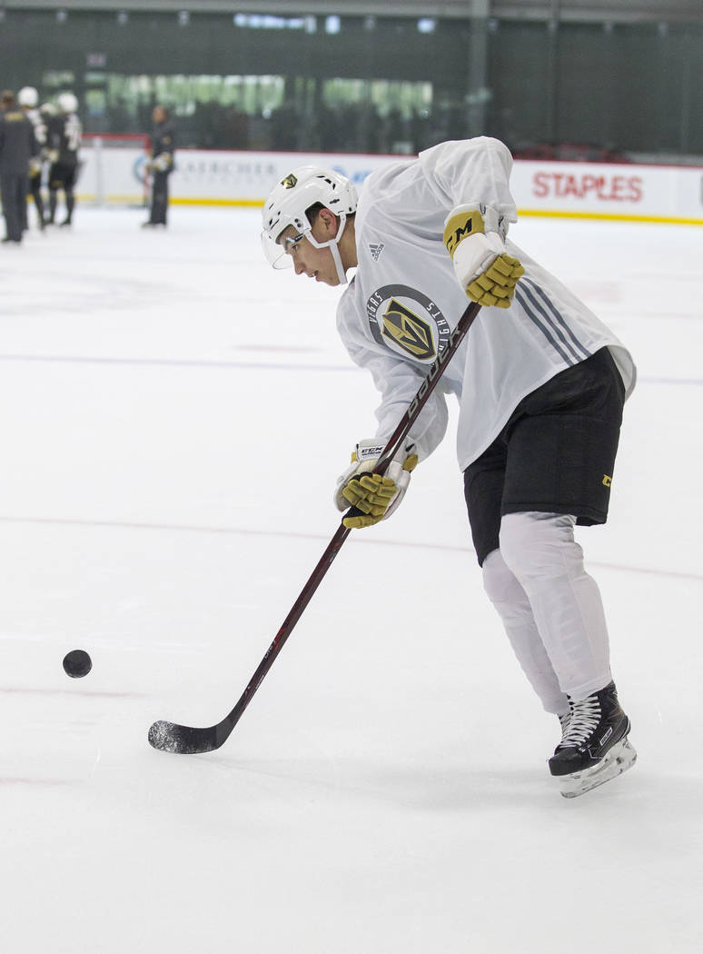 Vegas Golden Knights forward Nick Suzuki on the ice during the final day of rookie camp practice at City National Arena on Monday, Sept. 11, 2017, in Las Vegas. Richard Brian Las Vegas Review-Jour ...