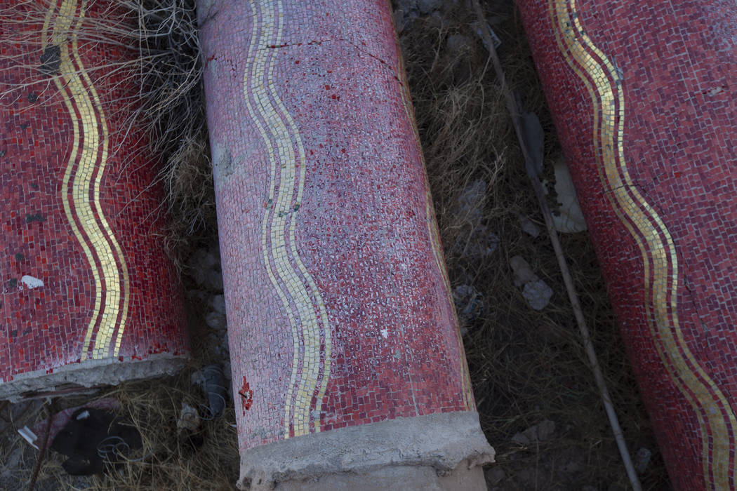 Original pillars on the ground at the Moulin Rouge property in Las Vegas, Thursday, Sept. 14, 2017. Rachel Aston Las Vegas Review-Journal @rookie__rae