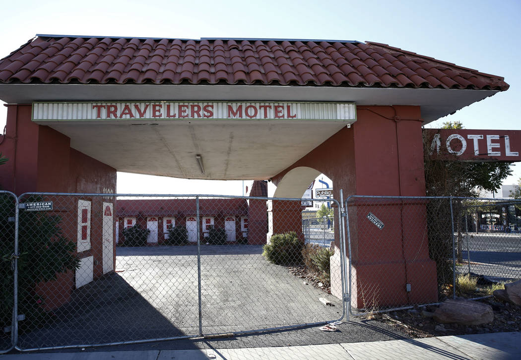 A boarded up Travelers Motel on 1100 Fremont St., in downtown Las Vegas on Tuesday, Sept. 12, 2017. Bizuayehu Tesfaye Las Vegas Review-Journal @bizutesfaye
