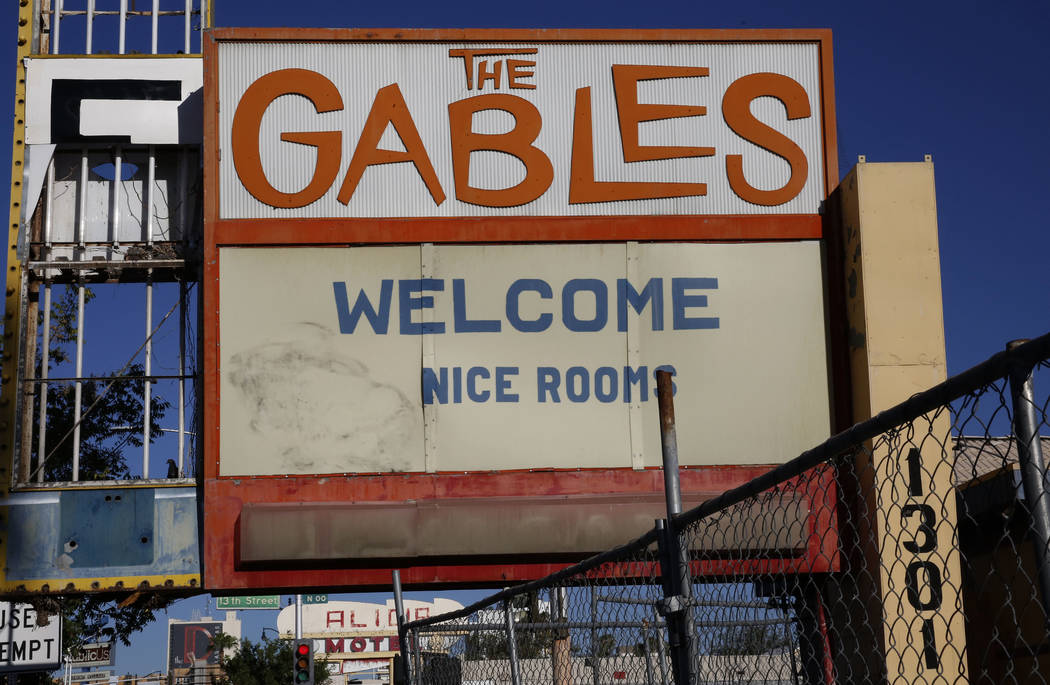 The Gables Motel on 1301 Fremont St., in downtown Las Vegas on Tuesday, Sept. 12, 2017. Bizuayehu Tesfaye Las Vegas Review-Journal @bizutesfaye