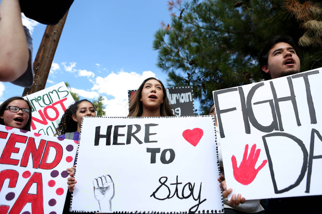 High school students rally in support of the DREAM Act, at Rancho high school in Las Vegas, Wednesday, Sept. 13, 207. Elizabeth Brumley Las Vegas Review-Journal