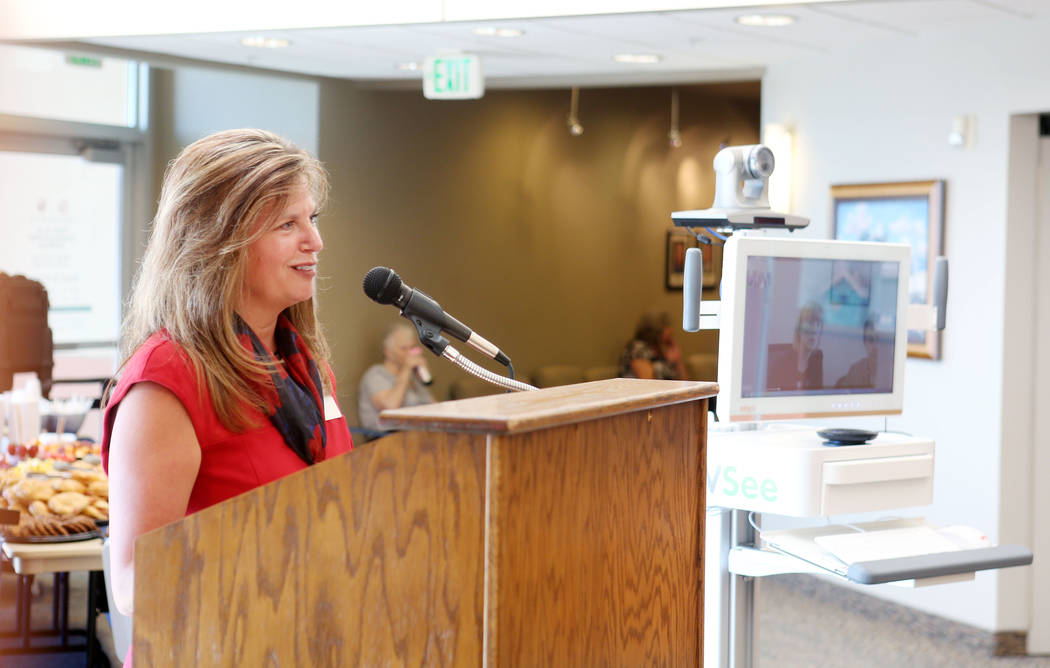 Desert View Hospital CEO Susan Davila discusses rural patient and hospital impact of the Nevada Broadband Telemedicine Initiative at Desert View Hospital in Pahrump, Monday, Sept. 18, 2017. Elizab ...