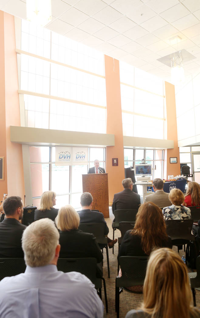 CEO of Summerlin Hospital Medical Center Robert Freymuller speaks during the the Nevada Hospital Association's and the technology company Switch's announcement of the Nevada Broadband Telemedicine ...