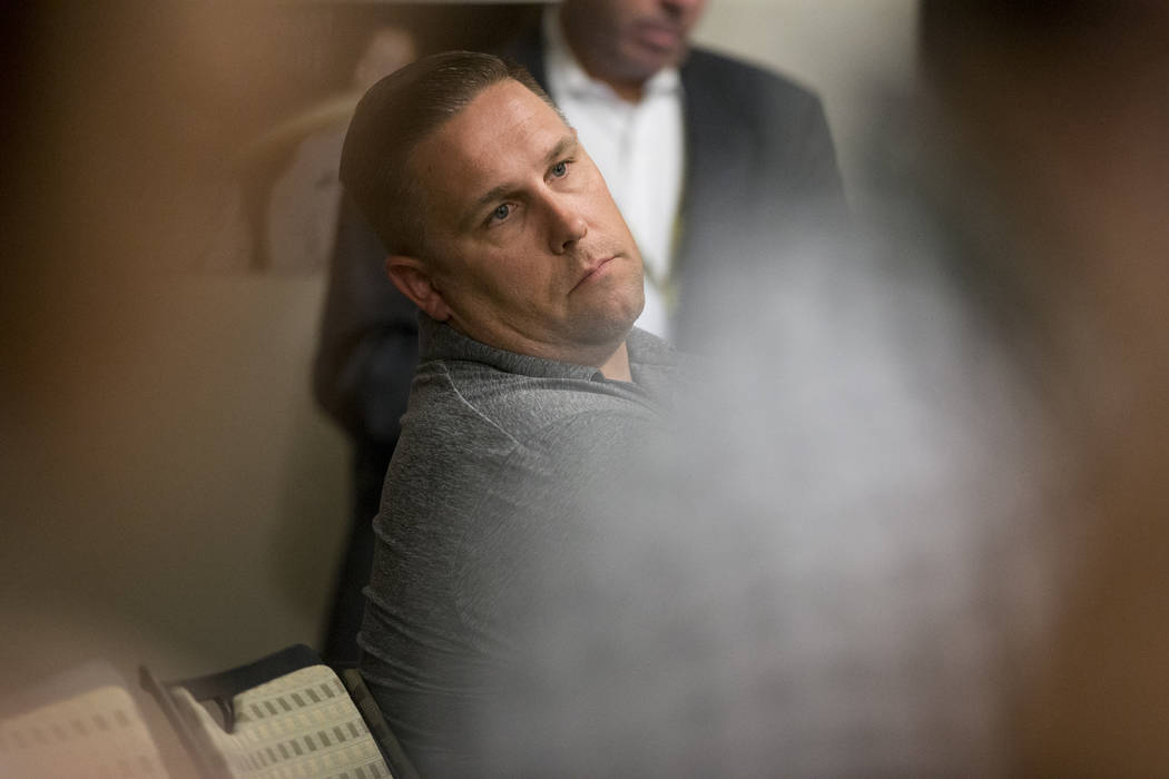 Steve Grammas, president of the Las Vegas Police Protective Association, during a press conference by Sheriff Joe Lombardo on an incident involving NFL football player Michael Bennett, at the Las ...