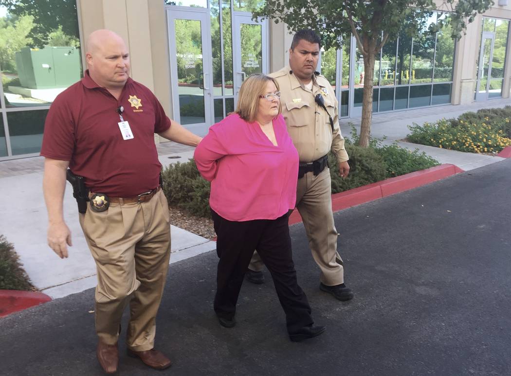 Kelleen A. Cota is arrested by Las Vegas police on Thursday. (Las Vegas Metropolitan Police Department)