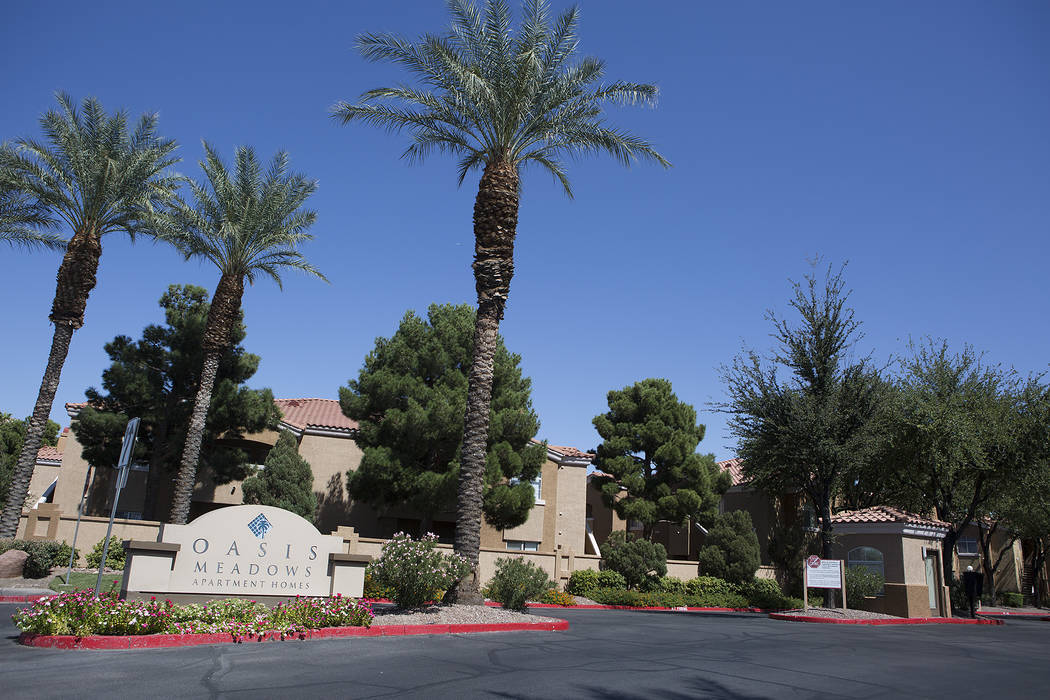 The Oasis Meadows apartment complex on Wednesday, Sept. 20, 2017, in Las Vegas. A Utah real estate firm has purchased several Las Vegas Valley apartment complexes. (Bridget Bennett/Las Vegas Revie ...