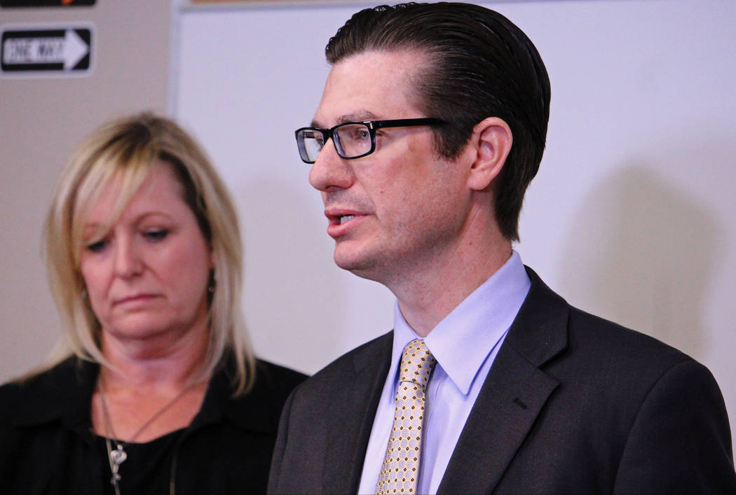 CCSD officials Shannon Evans, left, and Dr. Mike Barton, answer questions on Friday, May 5, 2017. Gabriella Benavidez Las Vegas Review-Journal @latina_ish