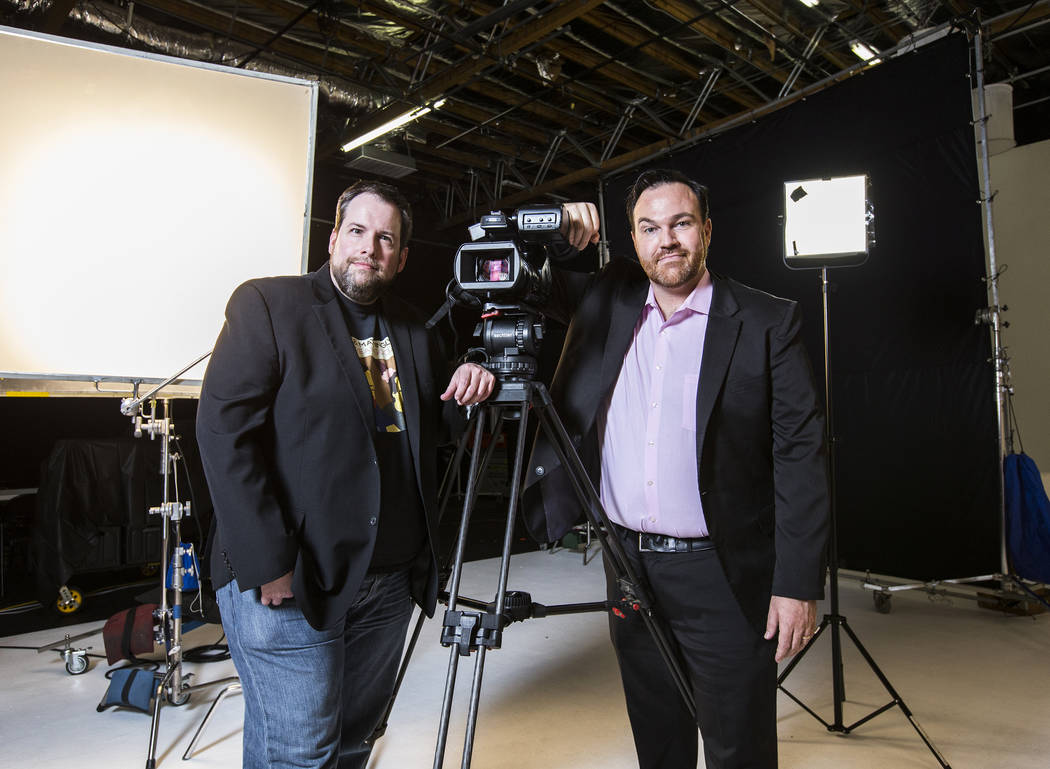 "The Bucket Show" hosts Paul Mattingly, left, and Matt Donnelly on Wednesday, August 30, 2017, at OogOog Studio, in Las Vegas. Benjamin Hager Las Vegas Review-Journal @benjaminhphoto