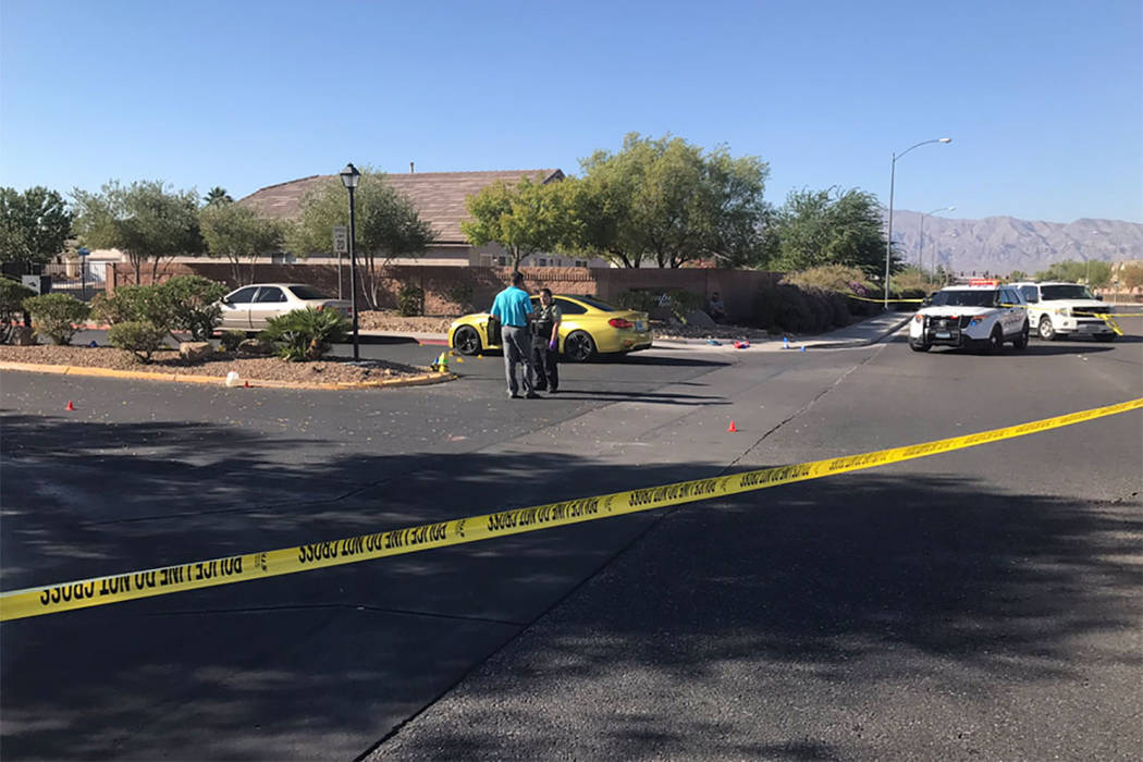 North Las Vegas Police Department investigates a shooting near Colton Avenue and Revere Street, near West Cheyenne Avenue, on Wednesday. (North Las Vegas Police Department/Twitter)