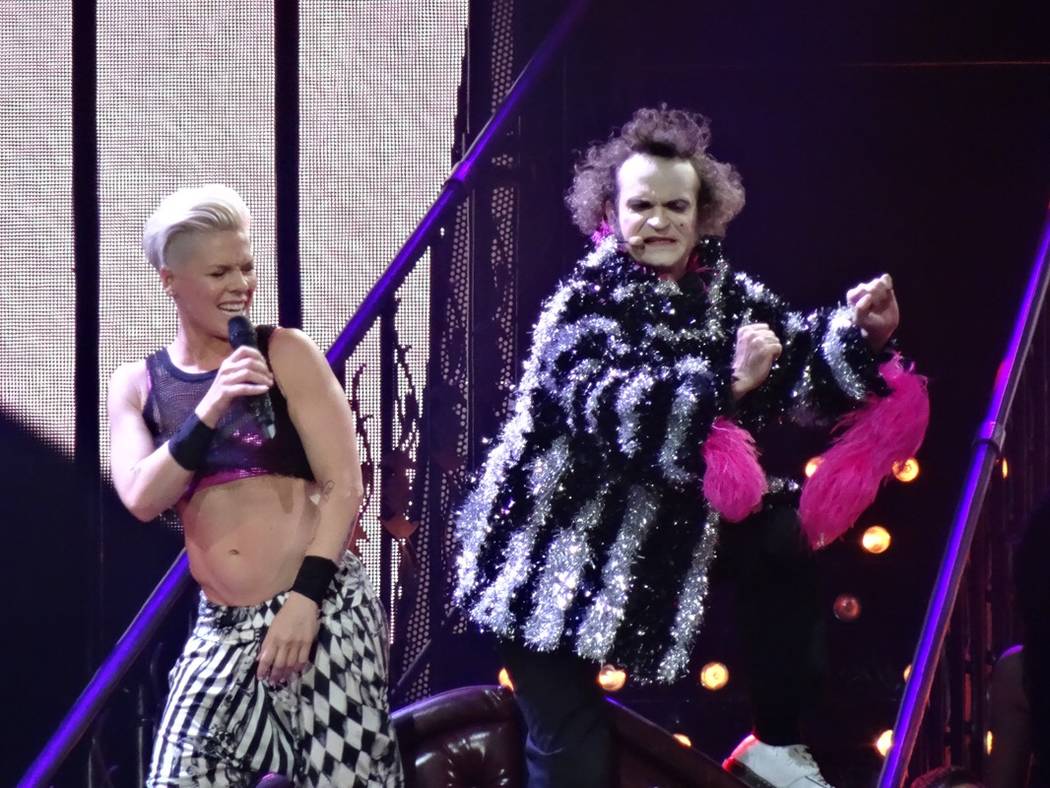 Jimmy Slonina, as Rubix, performs with Pink during her 2013 "Truth About Love" world tour. (Amy Frazier)