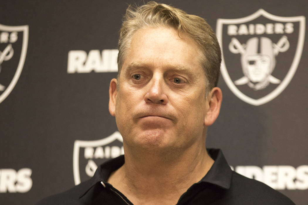 Oakland Raiders head coach Jack Del Rio after the team's loss to the Washington Redskins in Landover, Md., Sunday, Sept. 24, 2017. Heidi Fang Las Vegas Review-Journal @HeidiFang