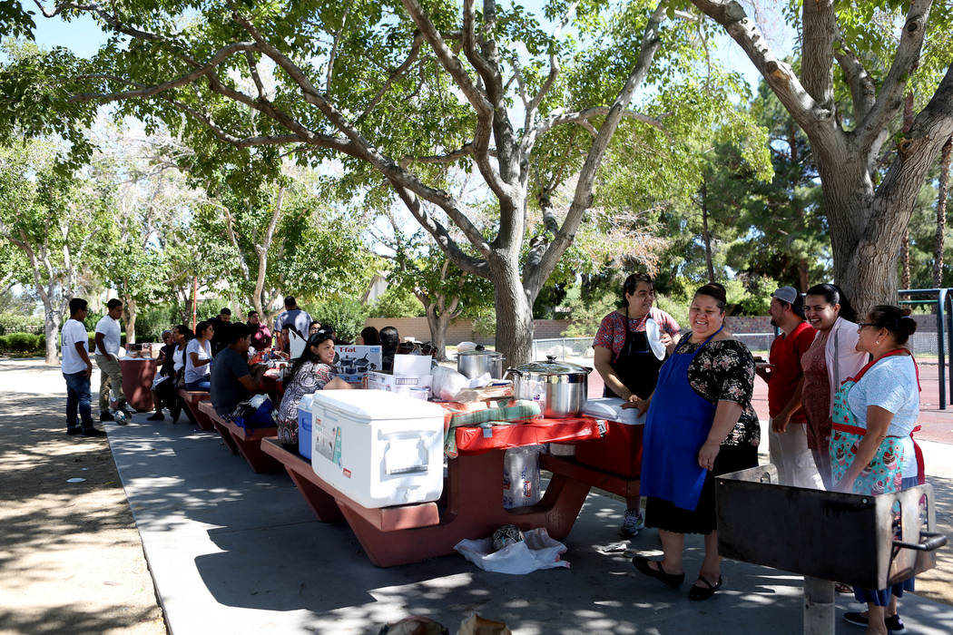 Members from Misin Cristiana Elim and other individuals from the community gather for lunch at Bob Basin Park in Las Vegas, Sunday, Sept. 24, 2017. Elizabeth Brumley Las Vegas Review-Journal