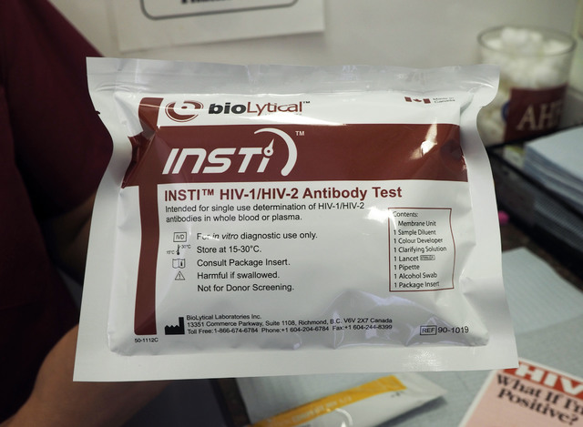 An HIV antibody testing kit is pictured in this 2016 file photo.  Jerry Henkel/Las Vegas Review-Journal.