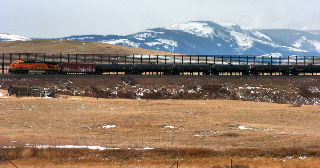 A train hauls oil into Glacier National Park near the Badger-Two Medicine National Forest in northwest Montana, Nov. 7, 2013. U.S. Interior Secretary Ryan Zinke appears to be carving out an except ...