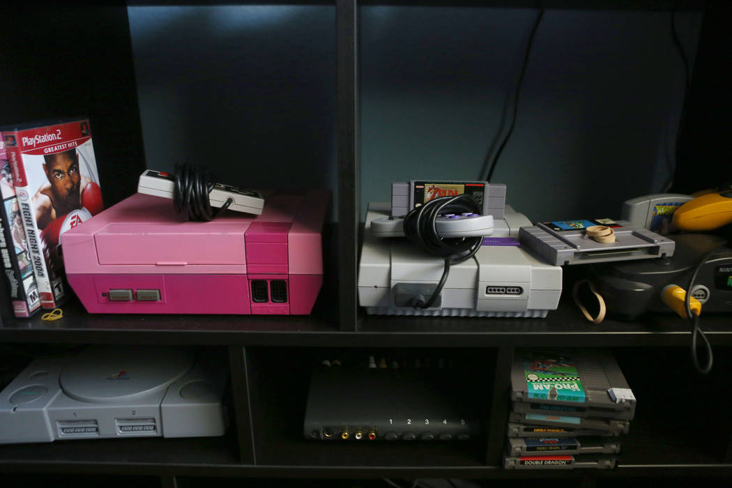 Game systems belonging to Sarah and Mike DePalo in the game room of their recently purchased home in Las Vegas, Monday, Sept. 25, 2017. Elizabeth Brumley Las Vegas Review-Journal