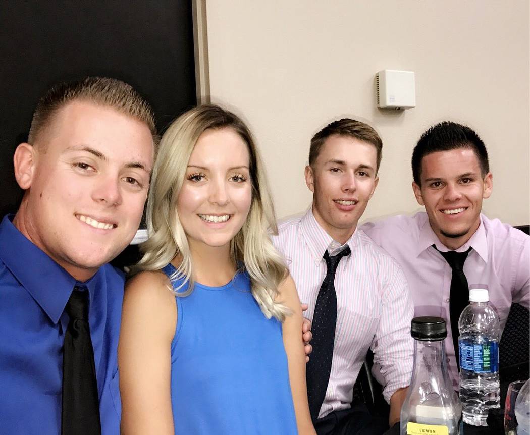 Basic High graduate Quinton Robbins, far right, with his fellow Basic High classmates (from left to right): JD Ebert, Ally Cooley, Brayden Weaver. Photo courtesy of Ally Cooley.