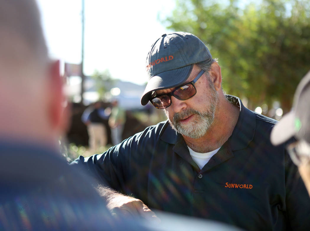 Sunworld vice president of operations Mark Hamelmann discusses the memorial garden plans at the site located on East Charleston Blvd. and South Casino Center Blvd. in Las Vegas, Thursday, Oct. 5, ...