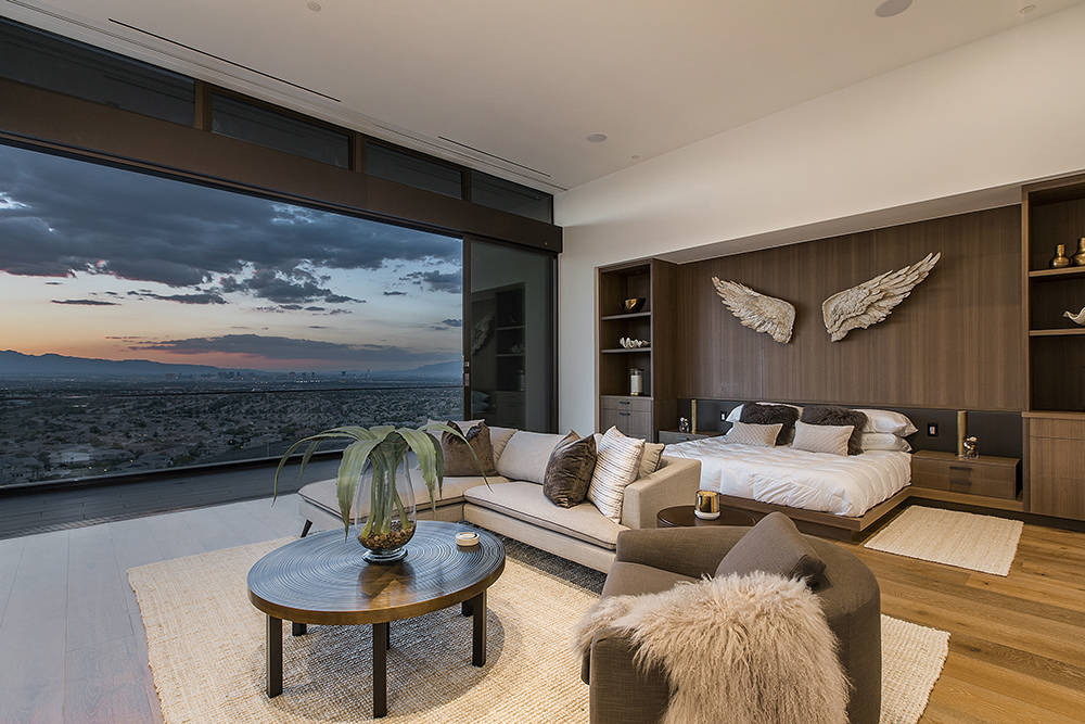The master bedroom has views of the Las Vegas Valley. (Ascaya)
