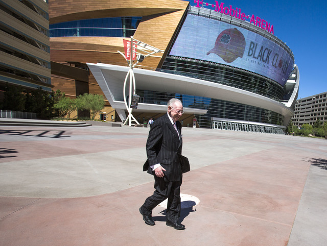 Former Las Vegas Mayor Oscar Goodman walks near T-Mobile Arena on Friday, June 17, 2016.  Goodman helped plant the seeds for an NHL team when he met with the league back in 1999. Jeff Scheid/Las V ...