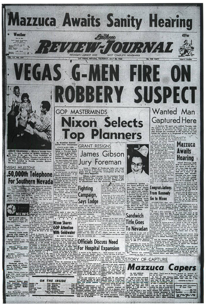 A July 28, 1960 issue of the Las Vegas Review-Journal includes an article on Benjamin Hoskins Paddock, father of Mandalay Bay gunman Stephen Paddock.