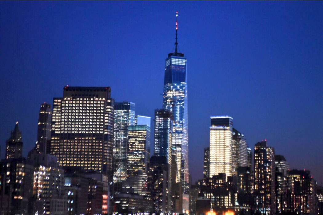 One World Trade Center lit up with an orange band to honor the victims of gun violence in Las Vegas. Twitter