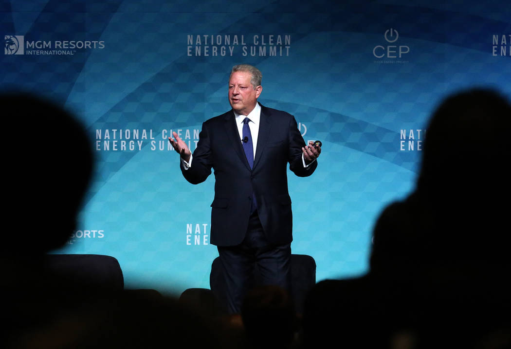 Former Vice President Al Gore speaks during the National Clean Energy Summit Friday, Oct. 13, 2017, in Las Vegas. Bizuayehu Tesfaye Las Vegas Review-Journal @bizutesfaye