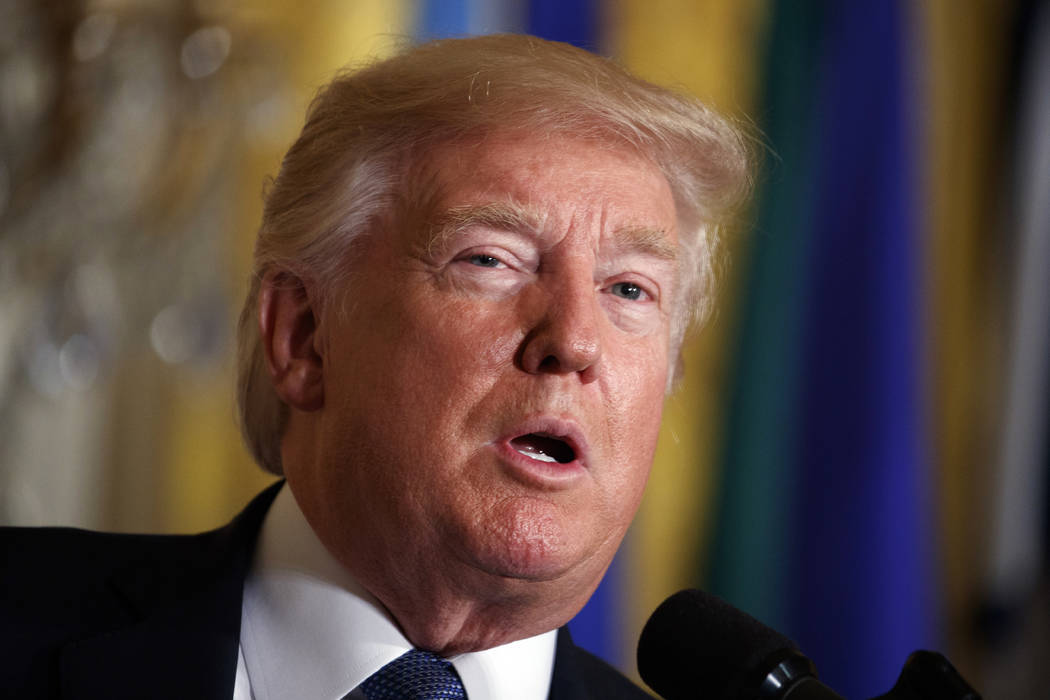 President Donald Trump speaks during a Hispanic Heritage Month event Friday, Oct. 6, 2017, in the East Room of the White House, in Washington. (Evan Vucci/File, AP)