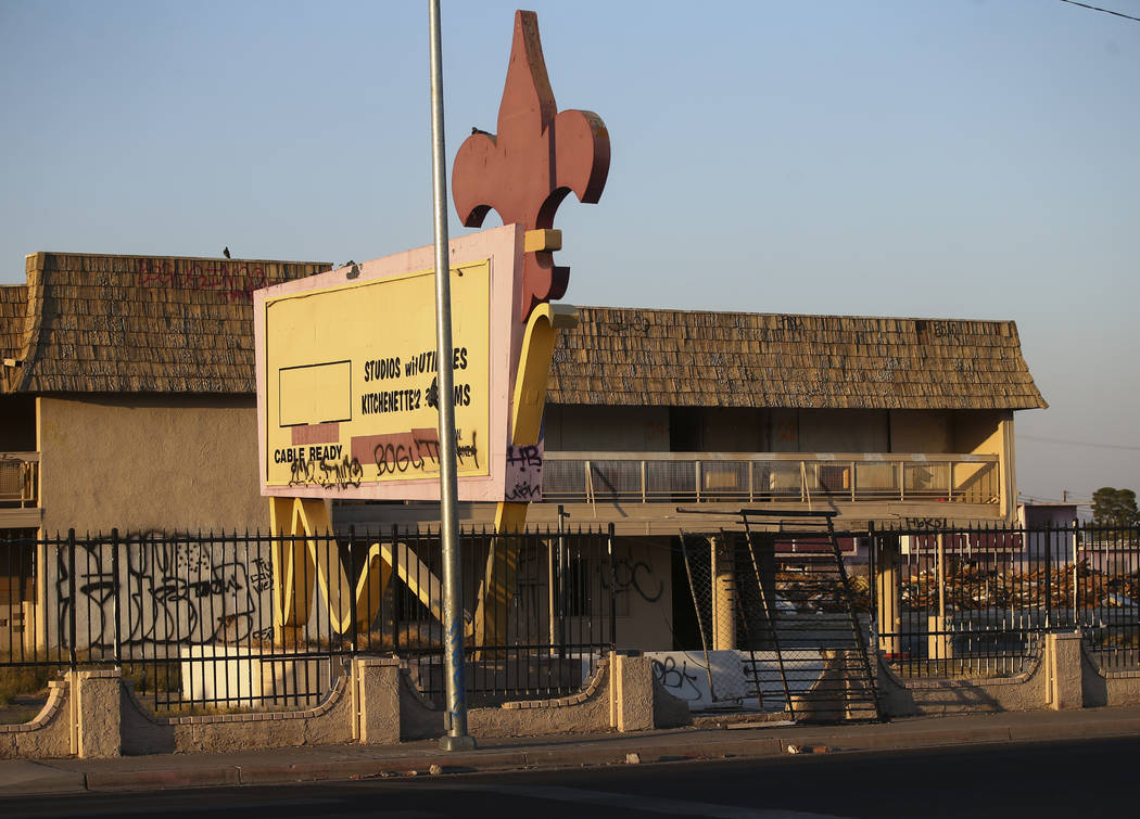The site of the historic Moulin Rouge after a fire gutted a building the morning of Oct. 5 in Las Vegas on Thursday, Oct. 12, 2017. Chase Stevens Las Vegas Review-Journal @csstevensphoto