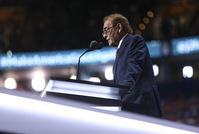 Phil Ruffin speaks during the Republican National Convention at Quicken Loans Arena in Cleveland on Wednesday, July 20, 2016. Chase Stevens/Las Vegas Review-Journal Follow @csstevensphoto