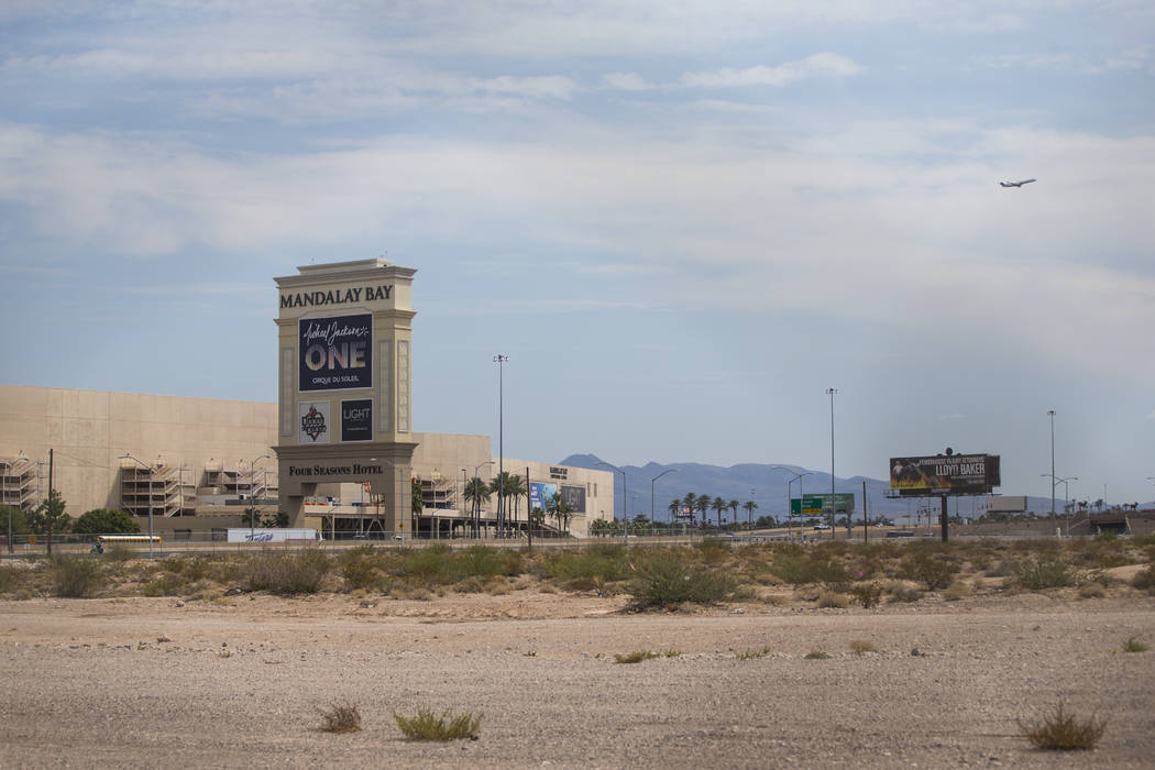 The north end of the planned Las Vegas Raiders stadium in Las Vegas on Thursday, Aug. 31, 2017. An underground flood-control culvert cuts through the area. Chase Stevens Las Vegas Review-Journal @ ...