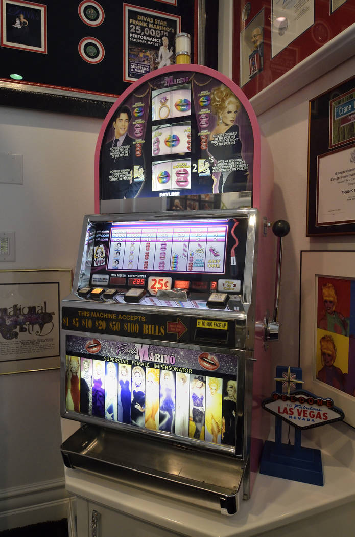 The office displays a custom Frank Marino slot machine. (Bill Hughes Real Estate Millions)