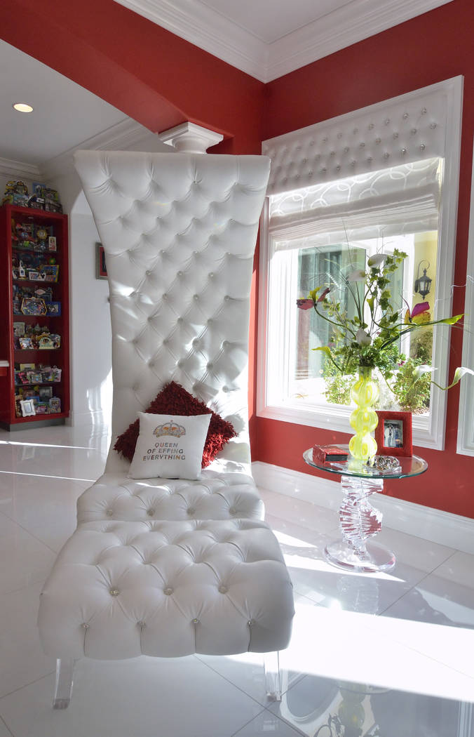 The whole house is white, feathered with black, silver and splashes of red throughout. (Bill Hughes Real Estate Millions)