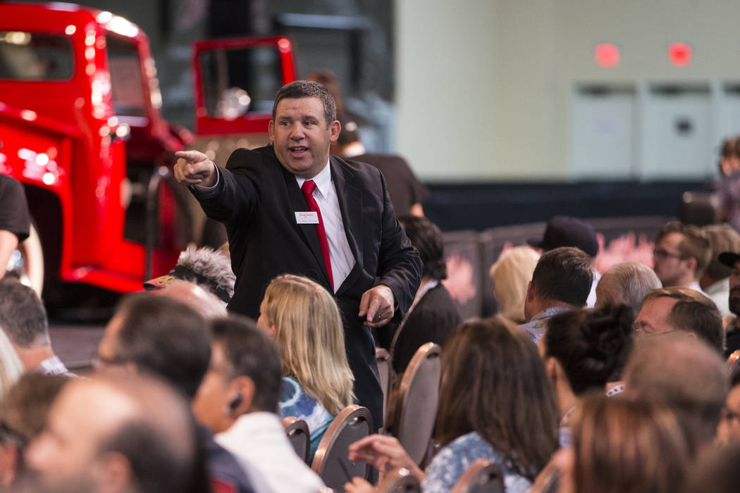 Ty McClary takes a bid during the Barrett-Jackson car auction at the Mandalay Bay Convention Center in Las Vegas, Friday, Oct. 20, 2017. Erik Verduzco Las Vegas Review-Journal @Erik_Verduzco