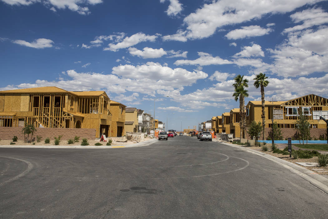 Frames of new Century Communities homes in southwestern Las Vegas on Wednesday, Aug. 9, 2017. Patrick Connolly Las Vegas Review-Journal @PConnPie