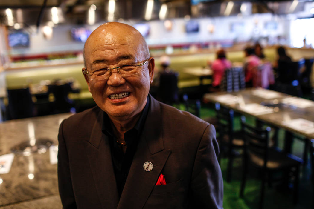 Hae Un Lee, owner of Lee's Korean BBQ, poses for a portrait in his  restaurant in Las Vegas, Tuesday, Oct. 24, 2017. Lee attended a meeting  Tuesday addressing Asian restaurant owners' concerns