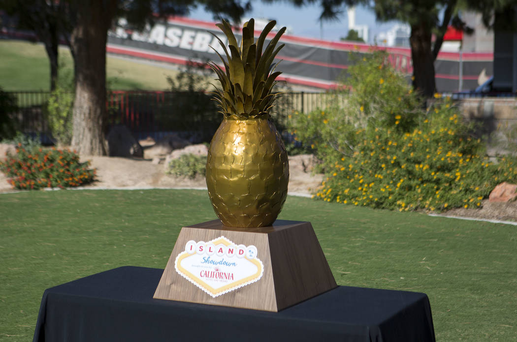 UNLV and Hawai‘i will play for the Island Showdown Trophy which was revealed at Lied Athletic Complex at UNLV in Las Vegas on Tuesday, Oct. 31, 2017. Bridget Bennett Las Vegas Review-Journal @Br ...