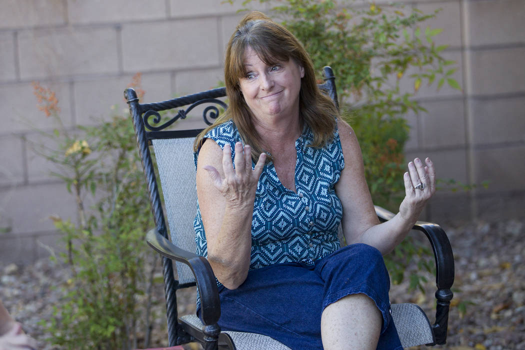 Candi Schmidtke, resident at Silverstone Ranch, speaks on the closure of her community's golf course at her home in Las Vegas, Tuesday, Oct. 24, 2017. Erik Verduzco Las Vegas Review-Journal @Erik_ ...