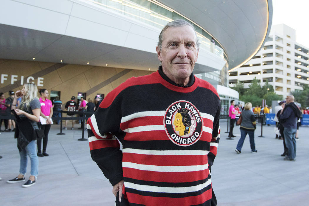 Peter MacKenzie, longtime Chicago Blackhawks hockey fan and son of a former player, at the T-Mobile Arena in Las Vegas on Tuesday, Oct. 24, 2017. Heidi Fang/Las Vegas Review-Journal @HeidiFang