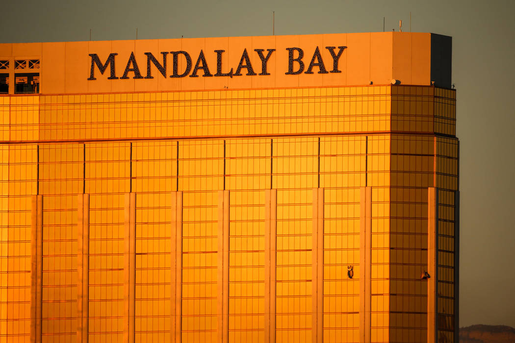 Windows from Mandalay Bay are broken after a shooting occurred leaving 50 dead and over 400 injured in Las Vegas, Monday, Oct. 2, 2017. Joel Angel Juarez Las Vegas Review-Journal @jajuarezphoto