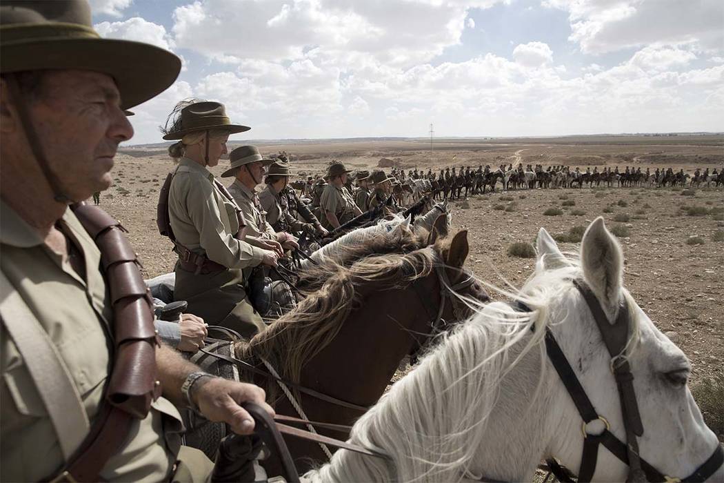 History enthusiasts and descendants of Australian Mounted Division and Australian and New Zealand Mounted Division ride their horses during the re-enactment of the Battle of Beersheba when British ...