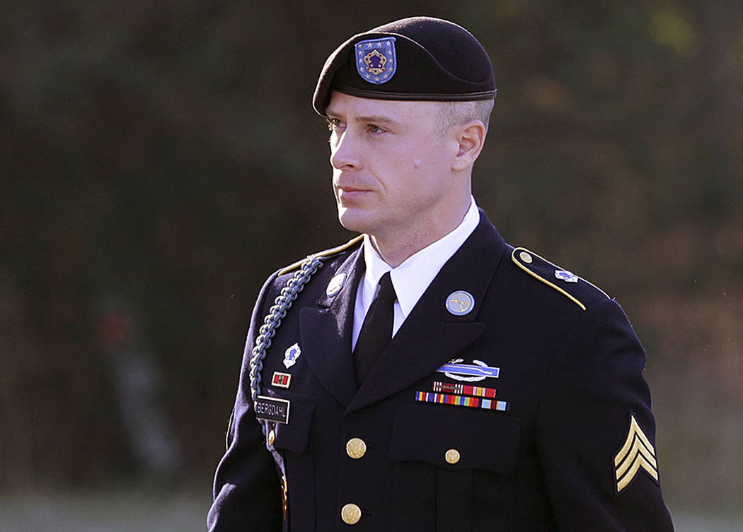 Army Sgt. Bowe Bergdahl arrives for a pretrial hearing at Fort Bragg, N.C., Jan. 12, 2016. Former Navy SEAL James Hatch who testified this week at Bergdahl’s sentencing hearing on charges he end ...
