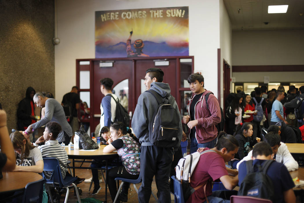 Students eat lunch in the cafeteria at El Dorado High School in Las Vegas, Wednesday, Oct. 18, 2017. The school has had issues with violence. Rachel Aston Las Vegas Review-Journal @rookie__rae