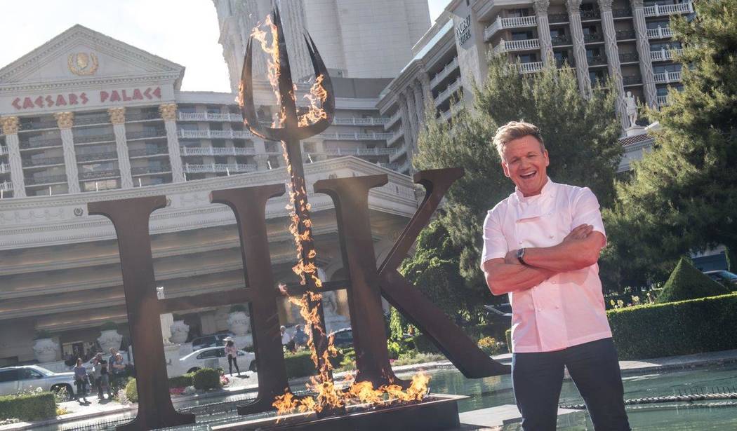 Gordon Ramsay announces his new theatrical dining restaurant Hell's Kitchen at Caesars Palace on Friday, April 28, 2017, in Las Vegas. (Tom Donoghue)