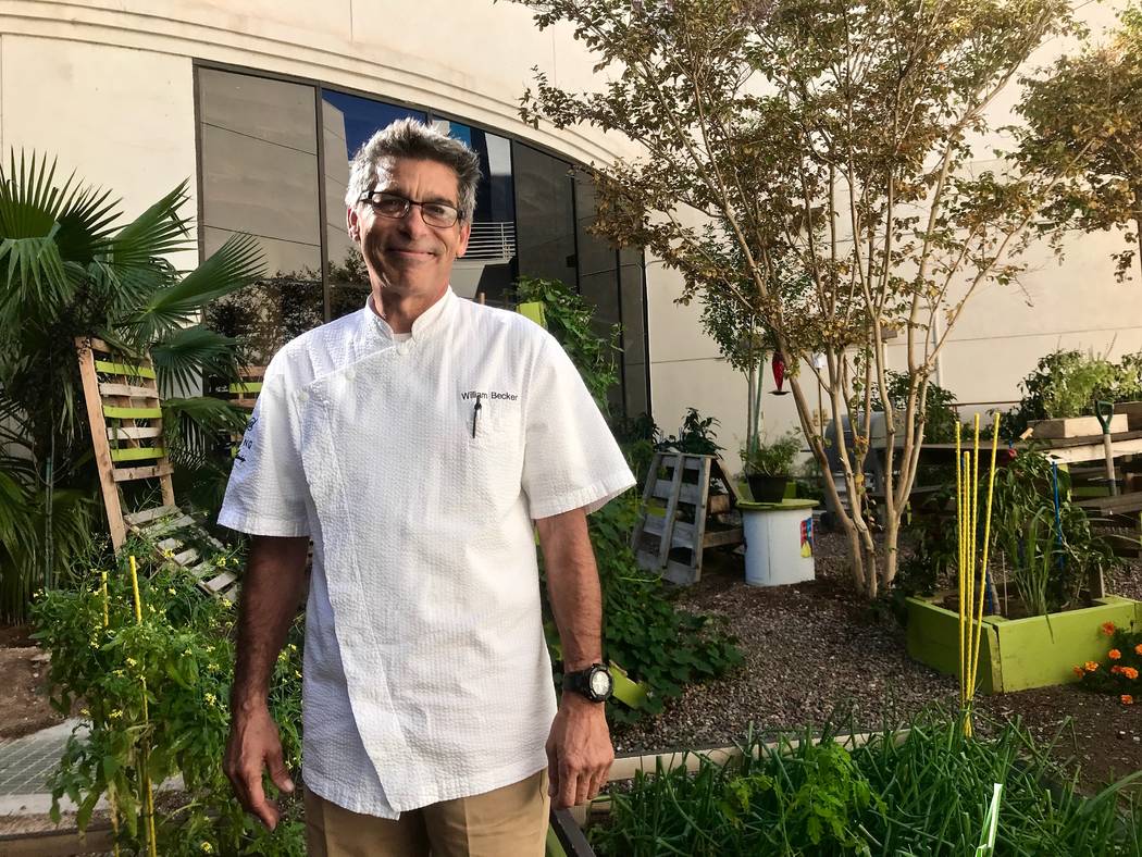 Caesars’s director of culinary operations, William Becker is pictured in the employee garden outside the Paradise Garden Buffet at the Flamingo on Oct. 24. (Madelyn Reese/View) @MadelynGReese