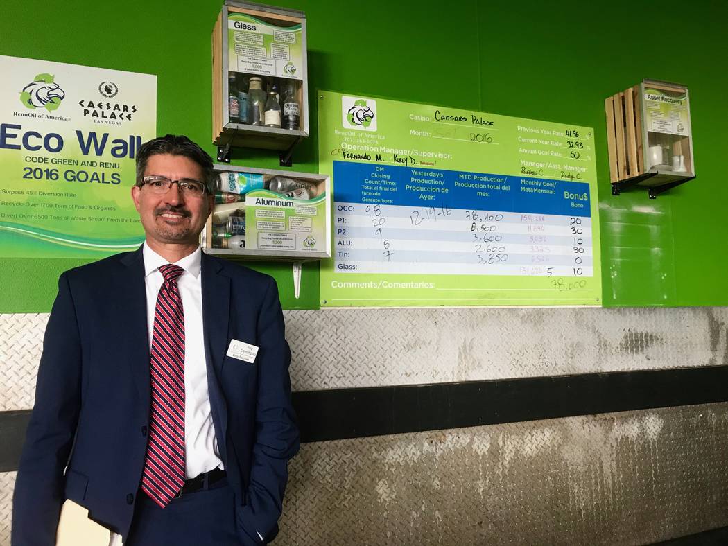 Eric Dominguez vice president of facilities, engineering and sustainability for Caesars Entertainment Corp., said the company has been tracking its waste diversion since 2008. He is pictured at th ...
