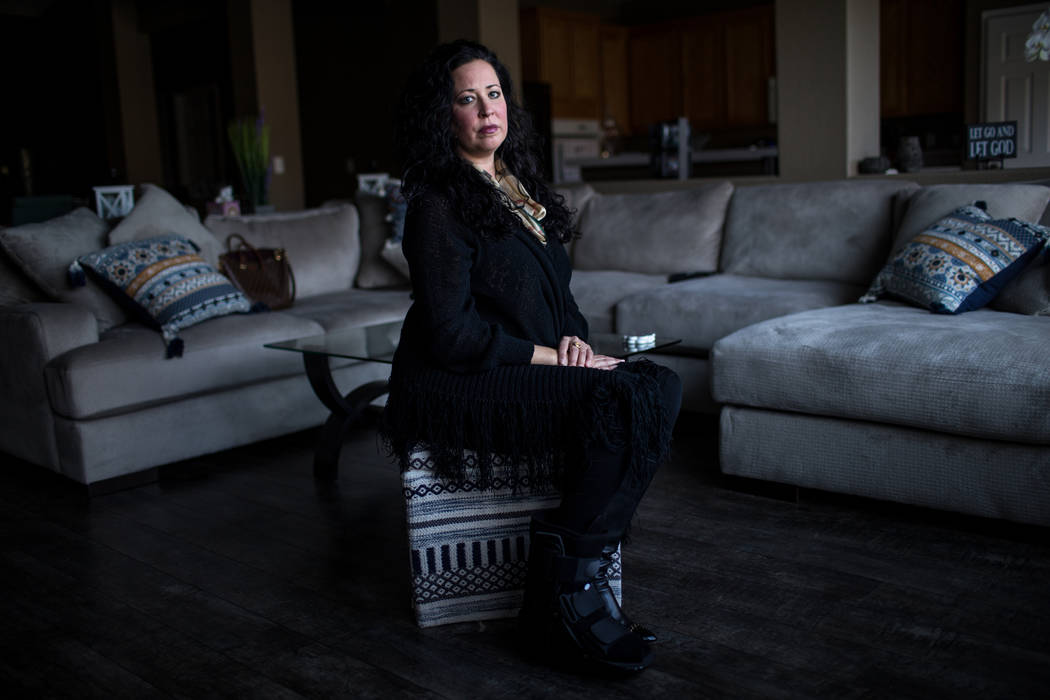 Lorisa Loy, a nurse at Sunrise Hospital and Medical Center, in her home in Henderson on Monday, Oct. 30, 2017. Loy attended the Route 91 Harvest festival and spent the night helping transport vict ...