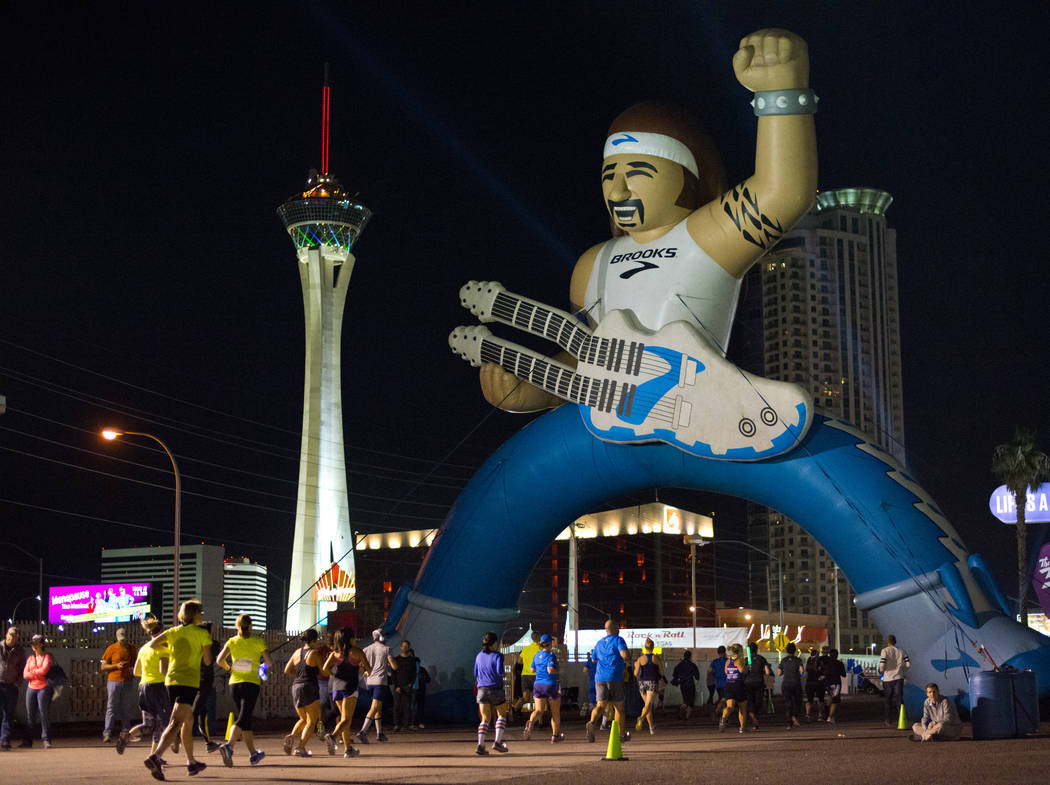 Runners compete during the 5K portion of the Rock ԮՠRoll Las Vegas Marathon at the Las Vegas Festival Grounds on The Strip on Saturday, Nov. 11, 2017. Daniel Clark/Las Vegas Review-Journal