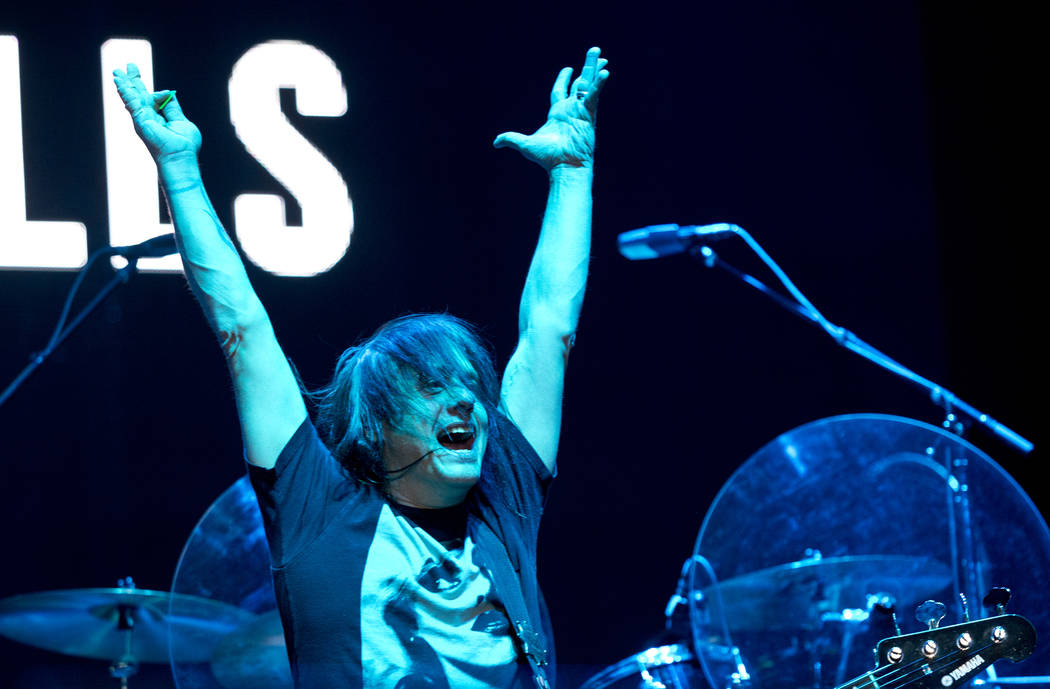 Robby Takac of the Goo Goo Dolls performs after the 5K portion of the Rock ԮՠRoll Las Vegas Marathon at the Las Vegas Festival Grounds on The Strip on Saturday, Nov. 11, 2017. Daniel C ...