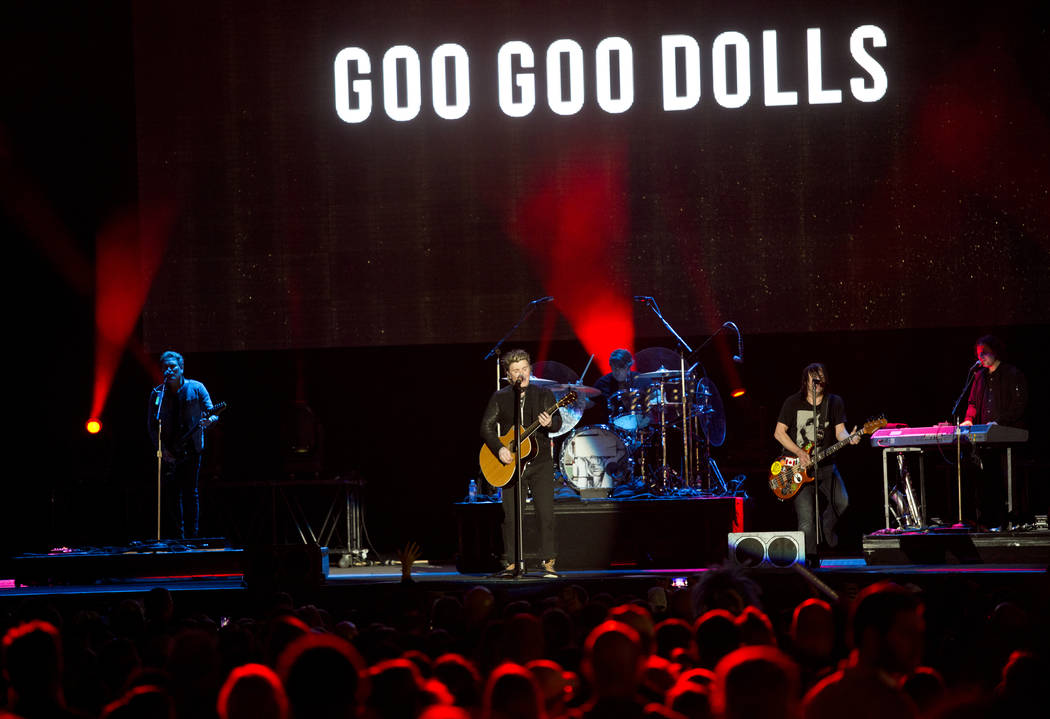 The Goo Goo Dolls perform after the 5K portion of the Rock ԮՠRoll Las Vegas Marathon at the Las Vegas Festival Grounds on The Strip on Saturday, Nov. 11, 2017. Daniel Clark/Las Vegas R ...