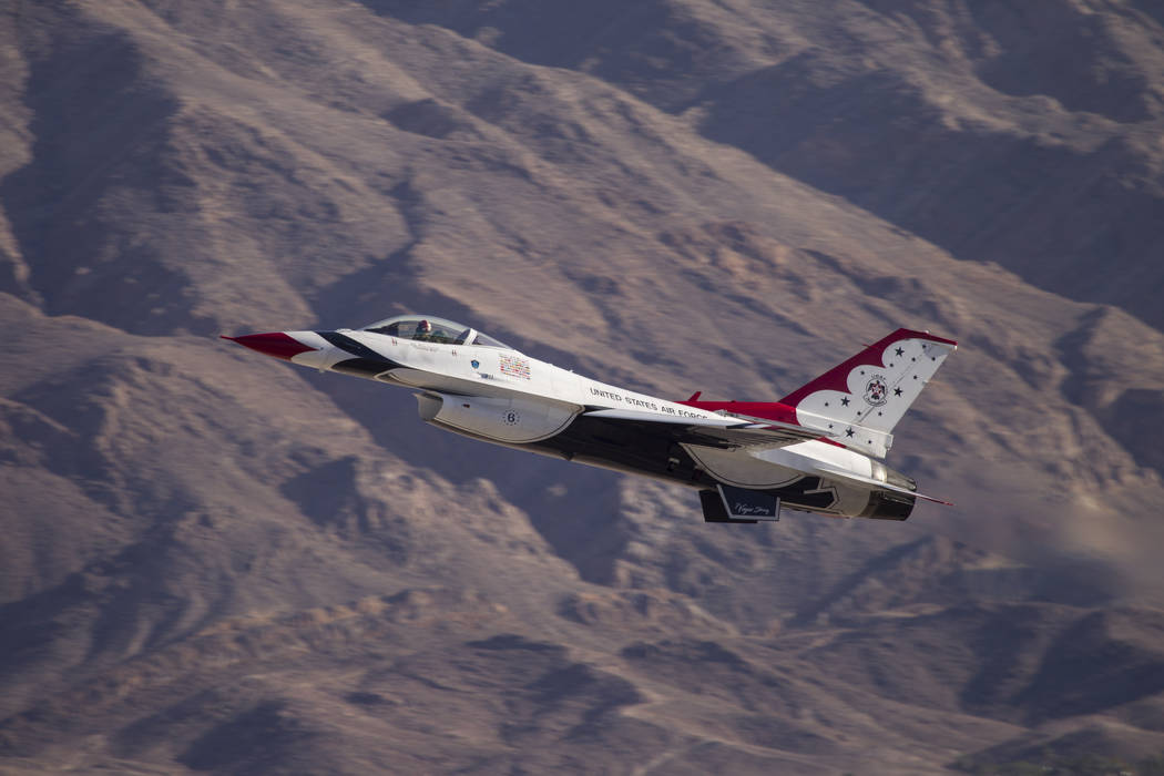 The Thunderbirds perform during Aviation Nation at Nellis Air Force Base in Las Vegas, Saturday, Nov. 11, 2017. Erik Verduzco Las Vegas Review-Journal @Erik_Verduzco